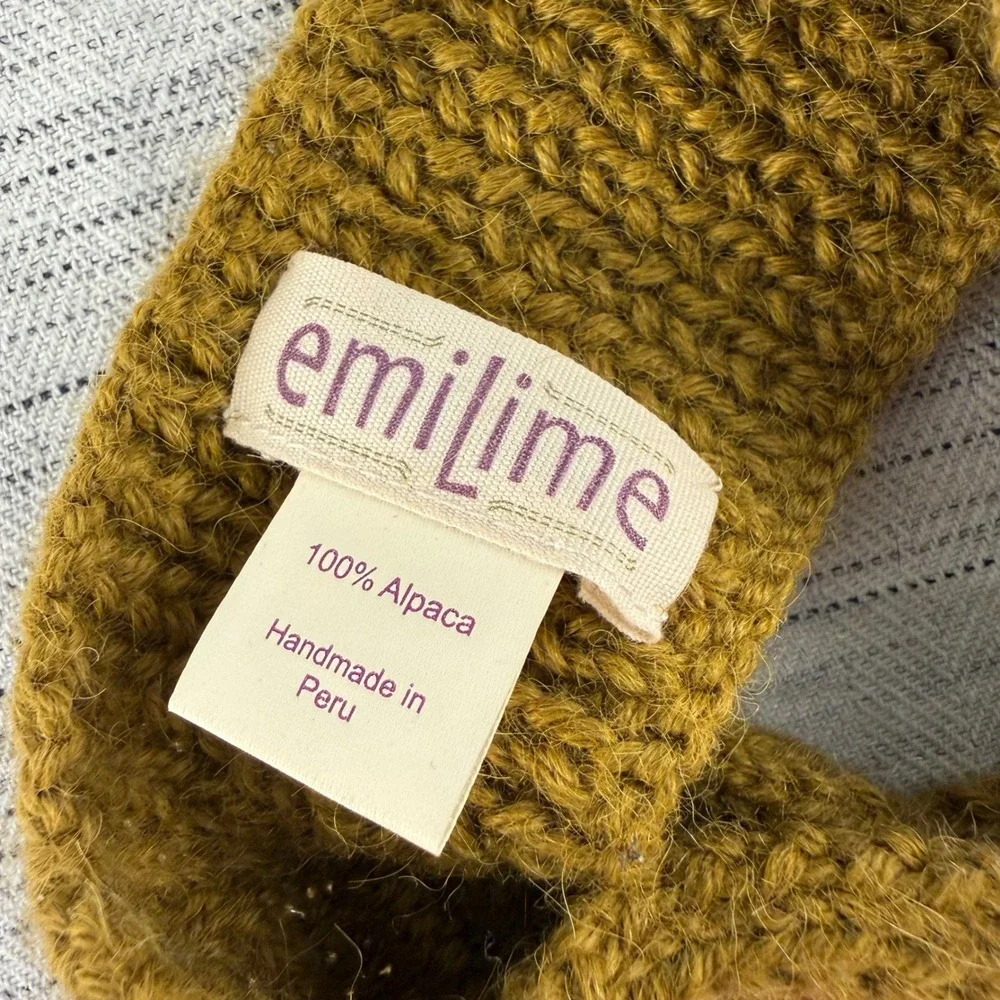 NEW EmiLime Girl's Alpaca Winter Headband‎ Olive Green Twist Warm Soft